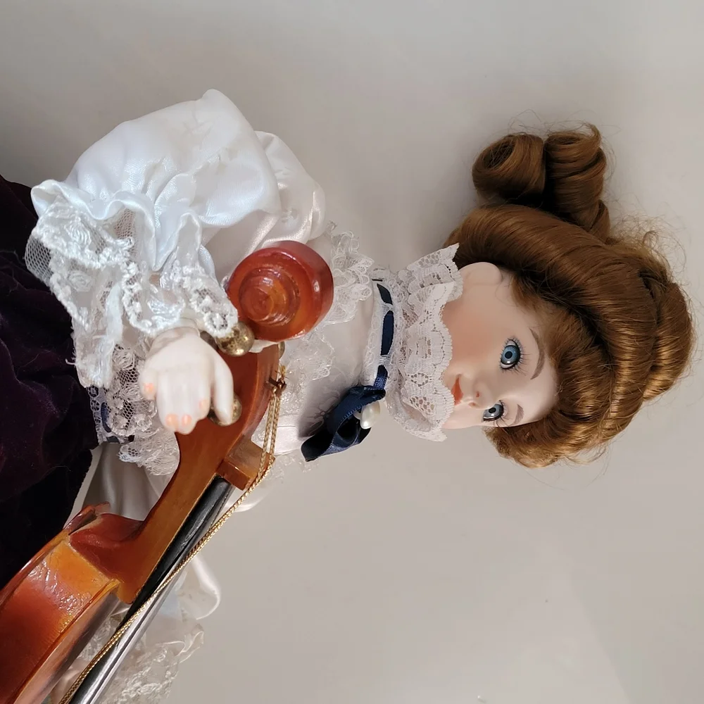 CELESTE Victorian Style Musical Porcelain Doll W/ Cello ANCO 1994 "Feelings" - Picture 10 of 16